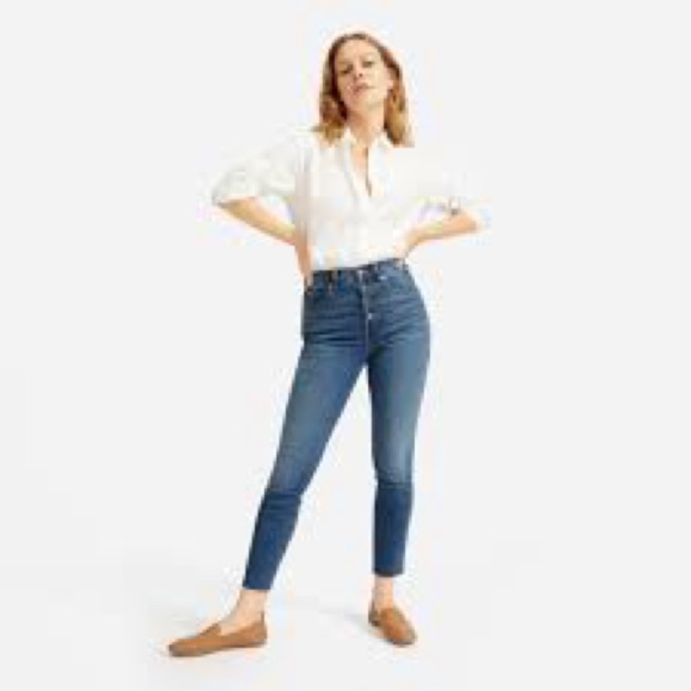 Everlane Women’s The Vintage Skinny Jean Medium Wash 27 - Ankle Length Raw Hem